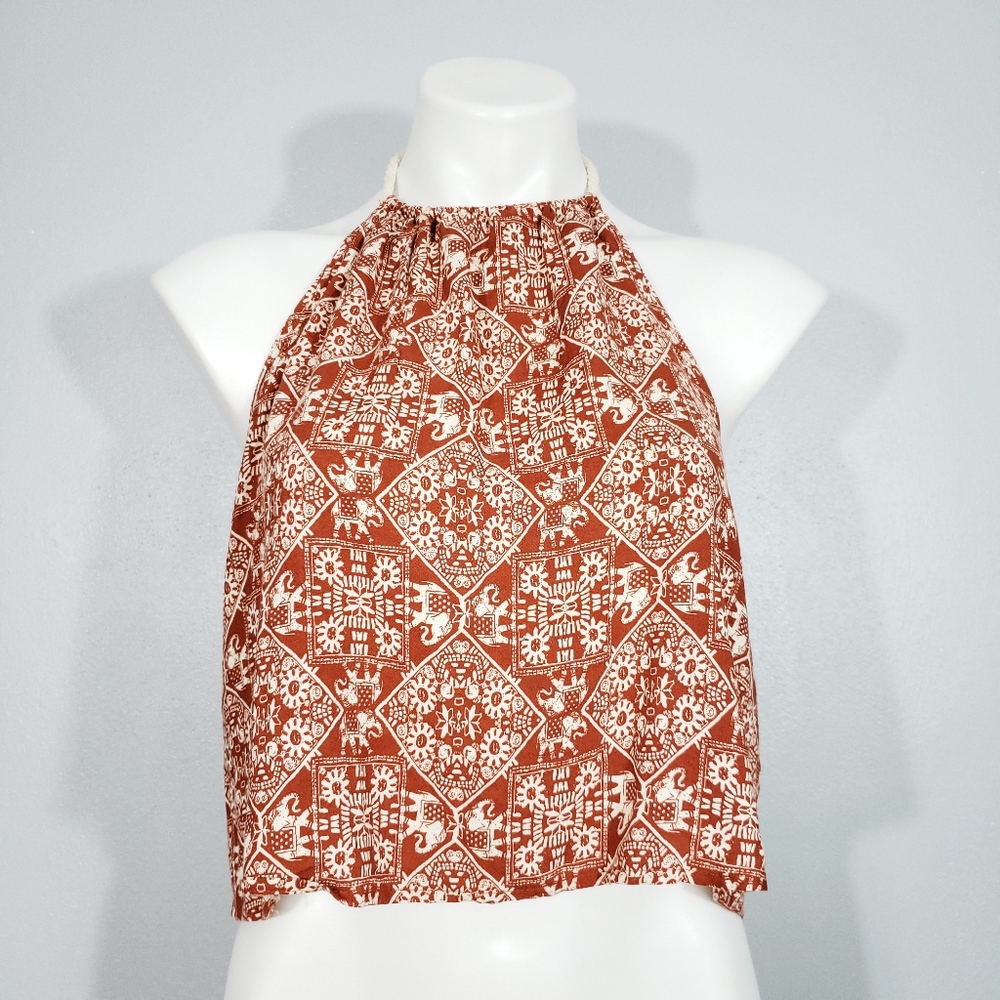 Forever 21 Orange Elephant Pattern Halter